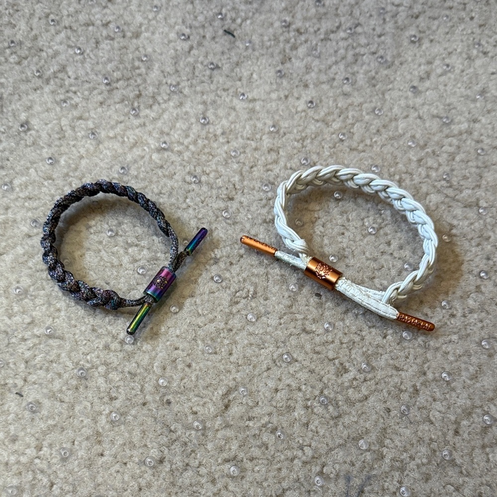 2 Elegant Braided Bracelet Duo - Multicolor and White